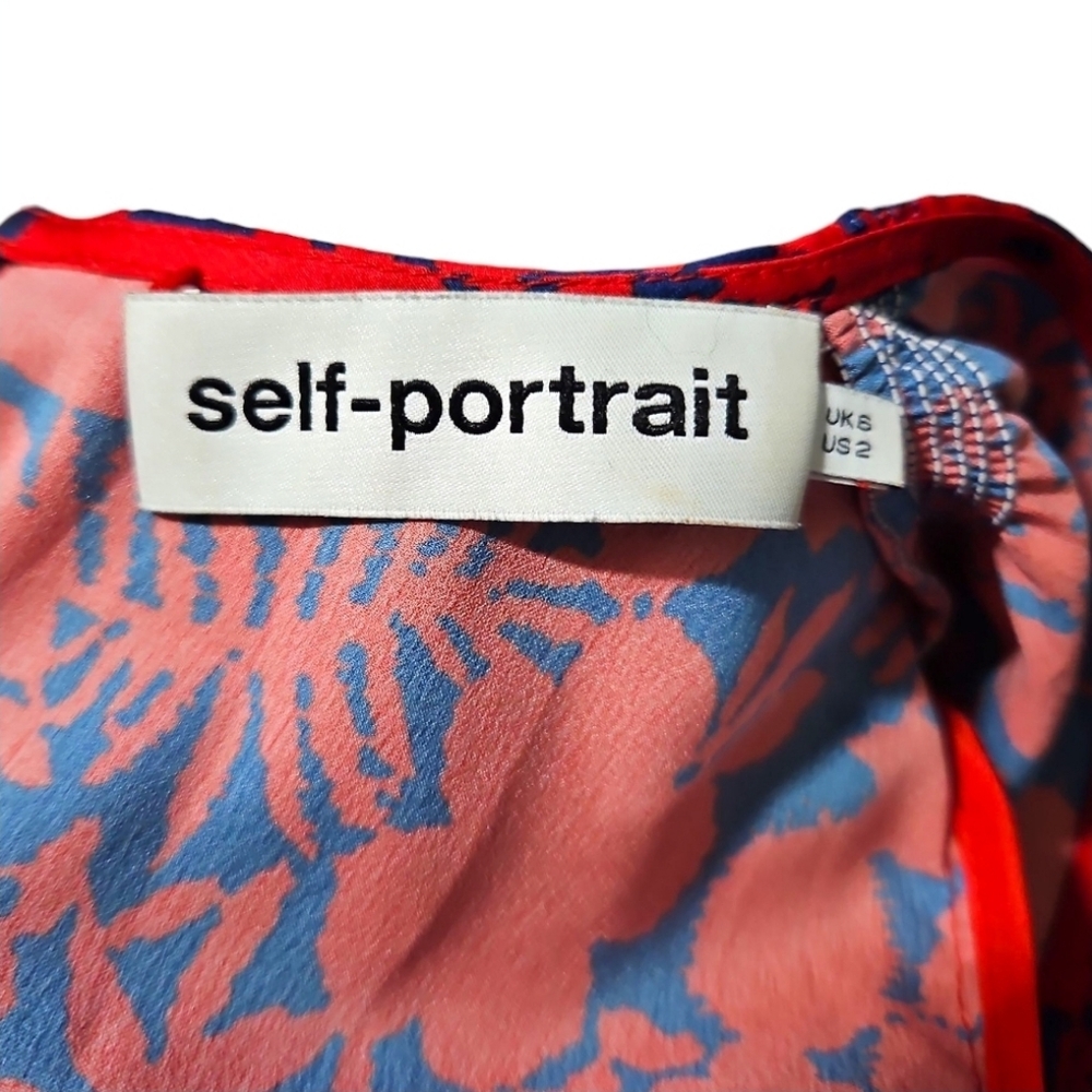 SELF-PORTRAIT | Long Sleeve Floral Print Mini Dress in Size US 2 - Picture 8 of 11